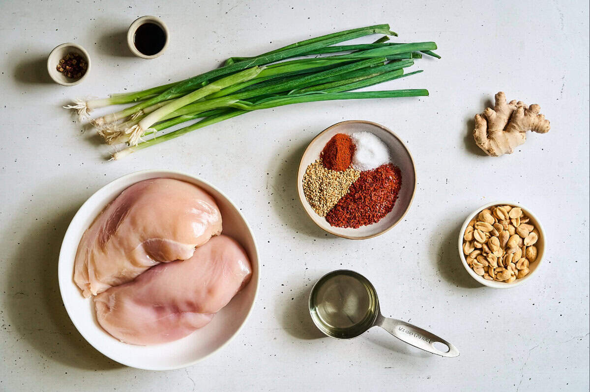 portioned ingredients for mouthwatering chicken in individual containers.