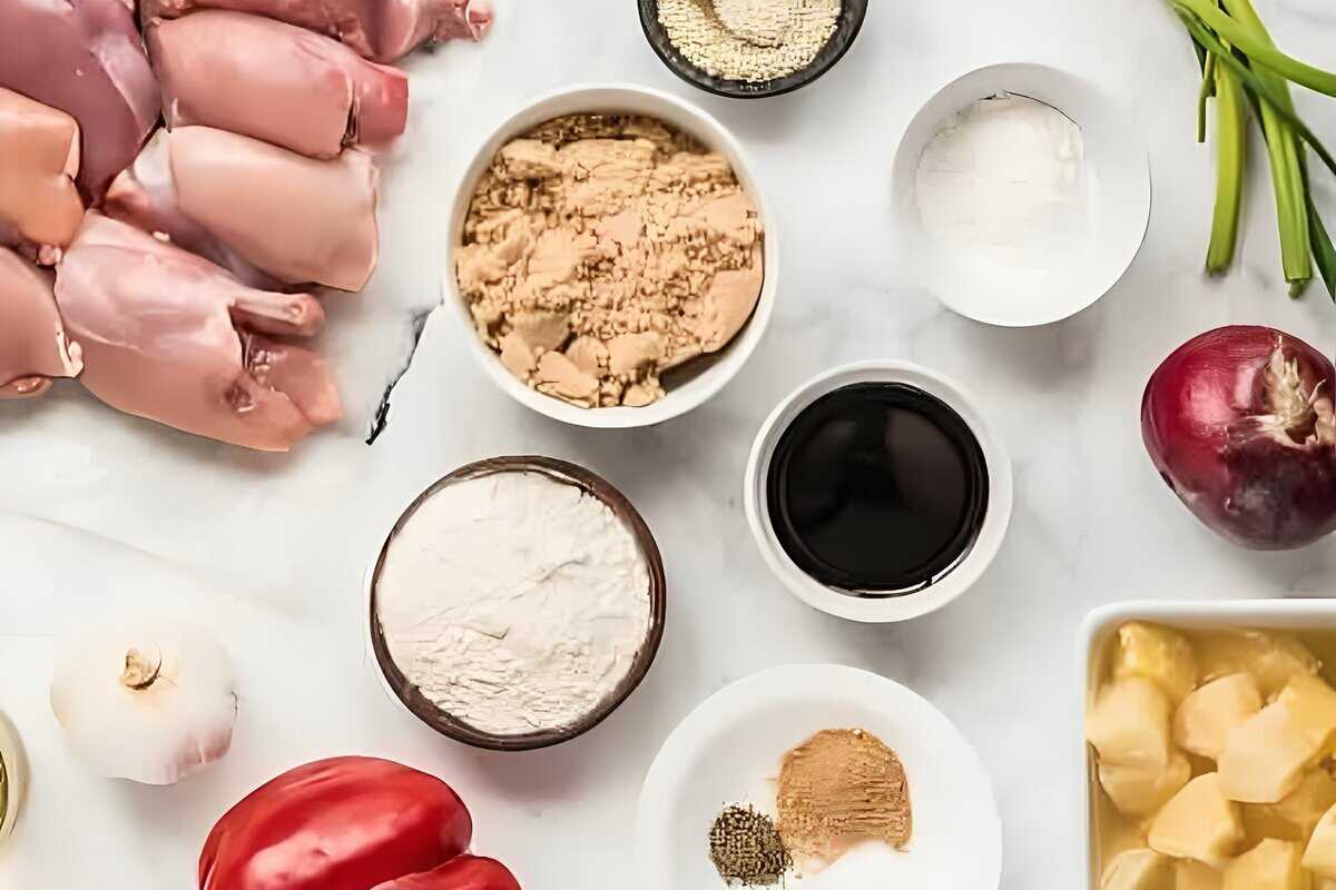 Ingredients for Hawaiian chicken skillet.
