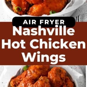 air fryer nashville hot chicken wings pin.