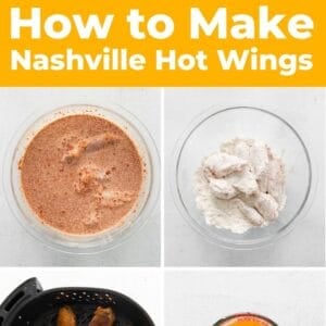 air fryer nashville hot chicken wings pin.