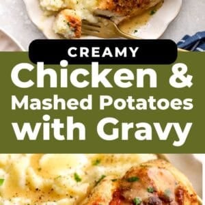 creamy chicken and mashed potatoes pin.