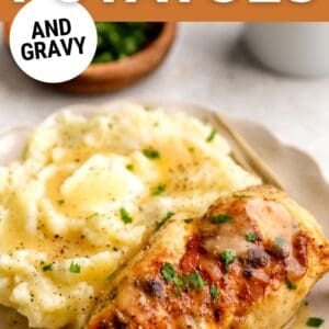 creamy chicken and mashed potatoes pin.