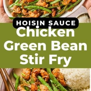 hoisin chicken green bean stir fry pin.