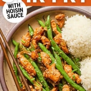 hoisin chicken green bean stir fry pin.