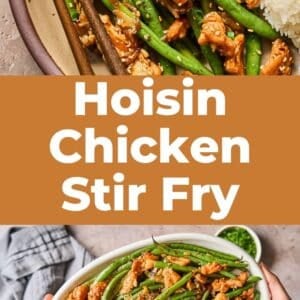 hoisin chicken green bean stir fry pin.