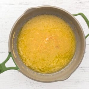 lemon garlic sauce in a pan.