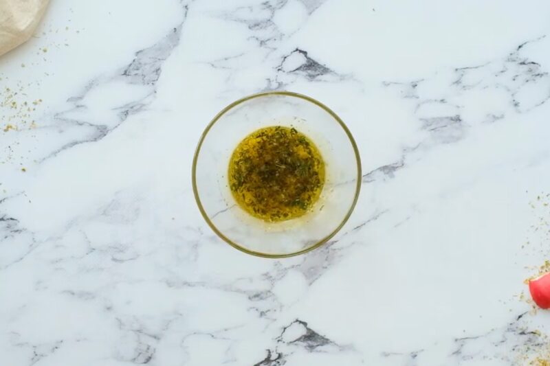 Lemon marinade in a bowl.