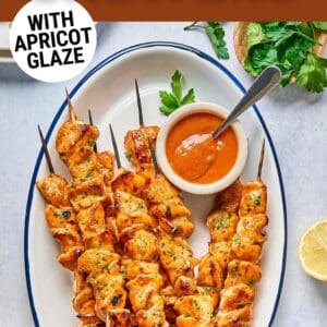 apricot chicken skewers pin.