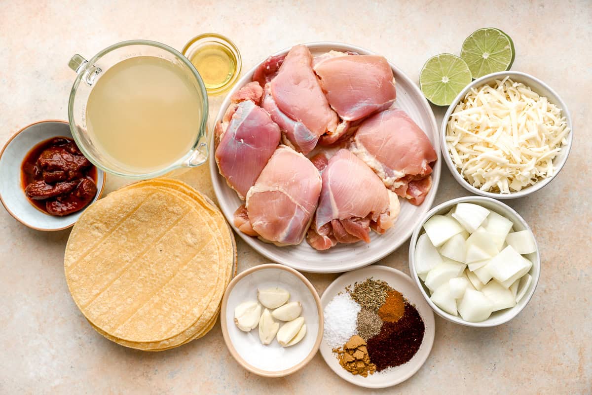 ingredients for chicken birria tacos.