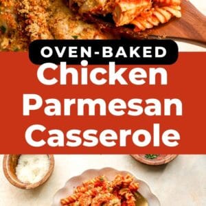 chicken parmesan casserole pin.