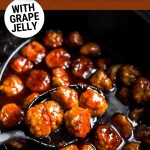 crockpot grape jelly chicken meatballs pin.