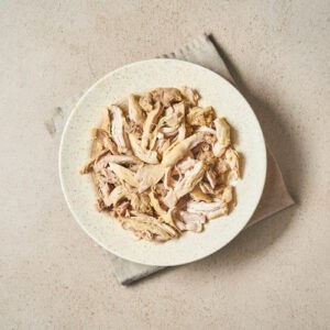 shredded chicken on a plate.