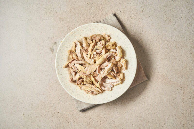 shredded chicken on a plate.