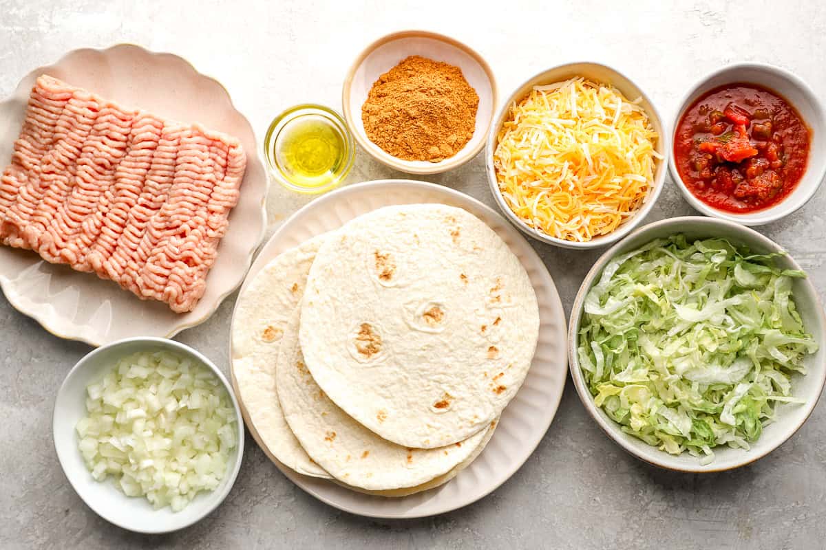 ingredients for ground chicken tacos.