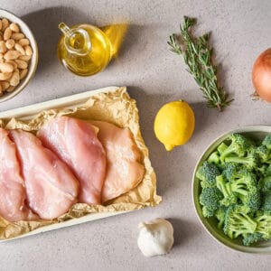 ingredients for lemon rosemary chicken skillet.