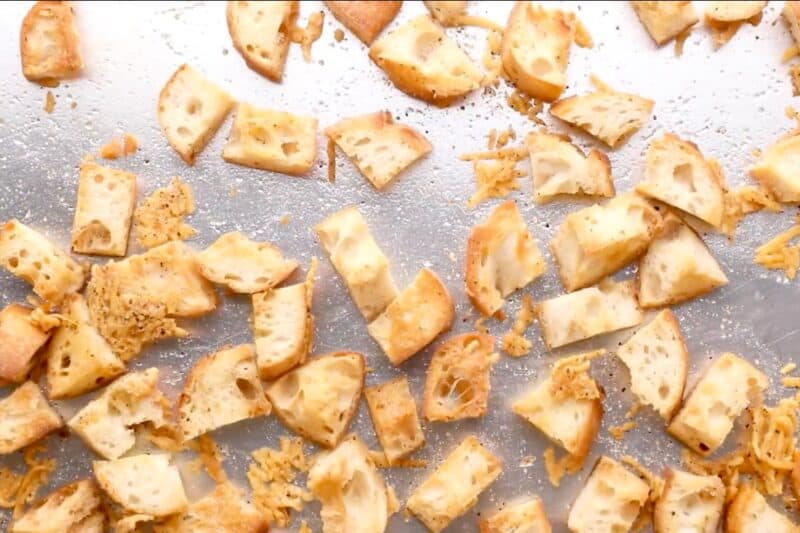 Baked croutons.