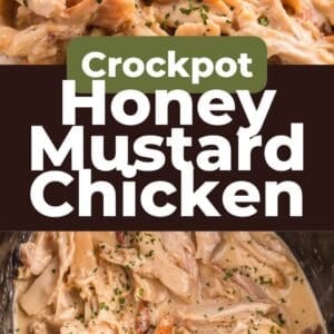 Pinterest graphic. Crockpot honey mustard chicken.