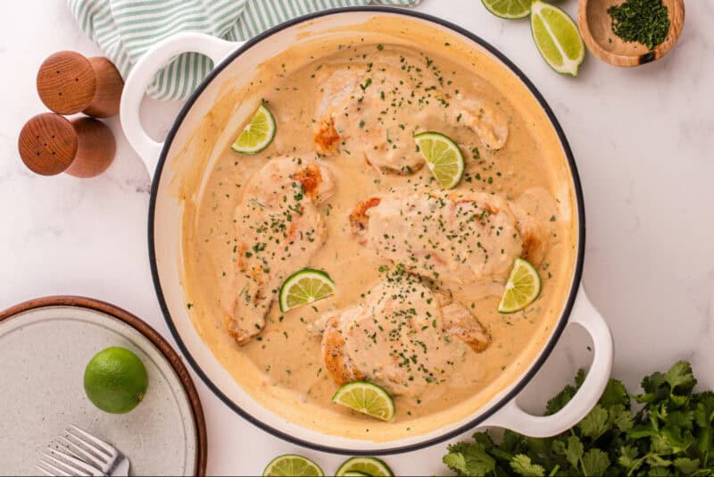 Chicken breasts garnished and ready to serve.