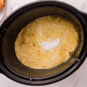 Sauce in the slow cooker.