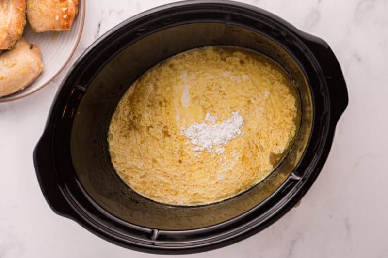 Sauce in the slow cooker.