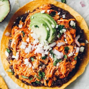 Shredded chicken tinga tostada