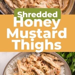 Pinterest graphic. Crockpot honey mustard chicken.