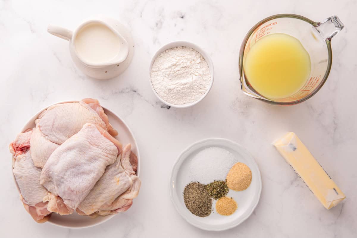 Ingredients for Amish roasted chicken thighs.