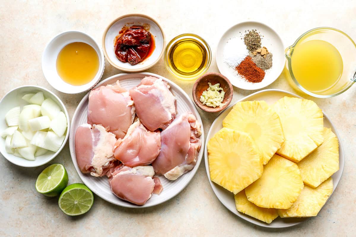 Ingredients for chicken al pastor.