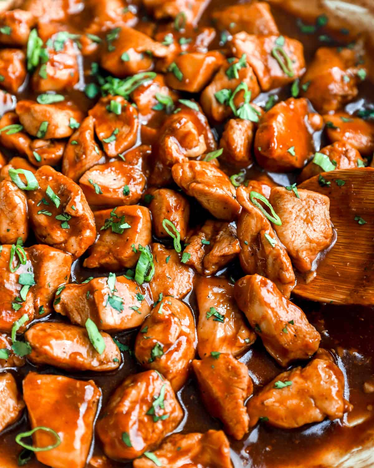 Chicken pieces coated in a thick and sticky Diet Coke glaze.