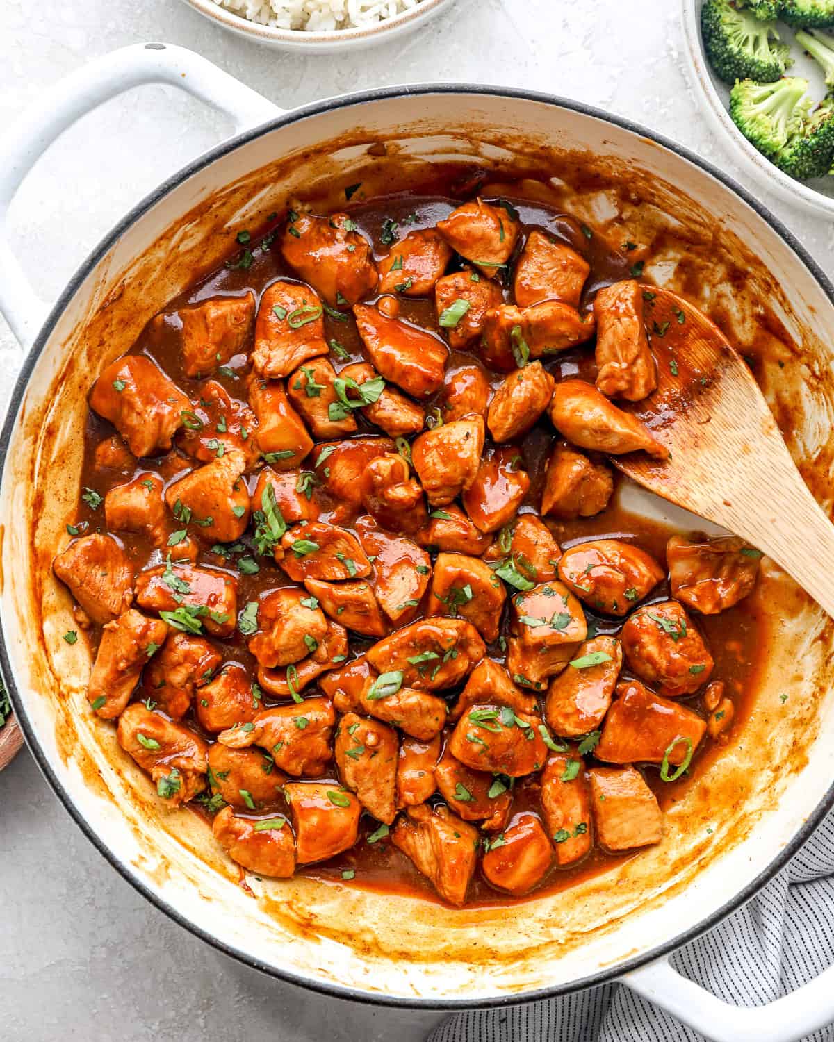 Diet Coke chicken cooking in a pot.