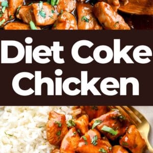 Pinterest graphic. Diet Coke Chicken with text overlay.