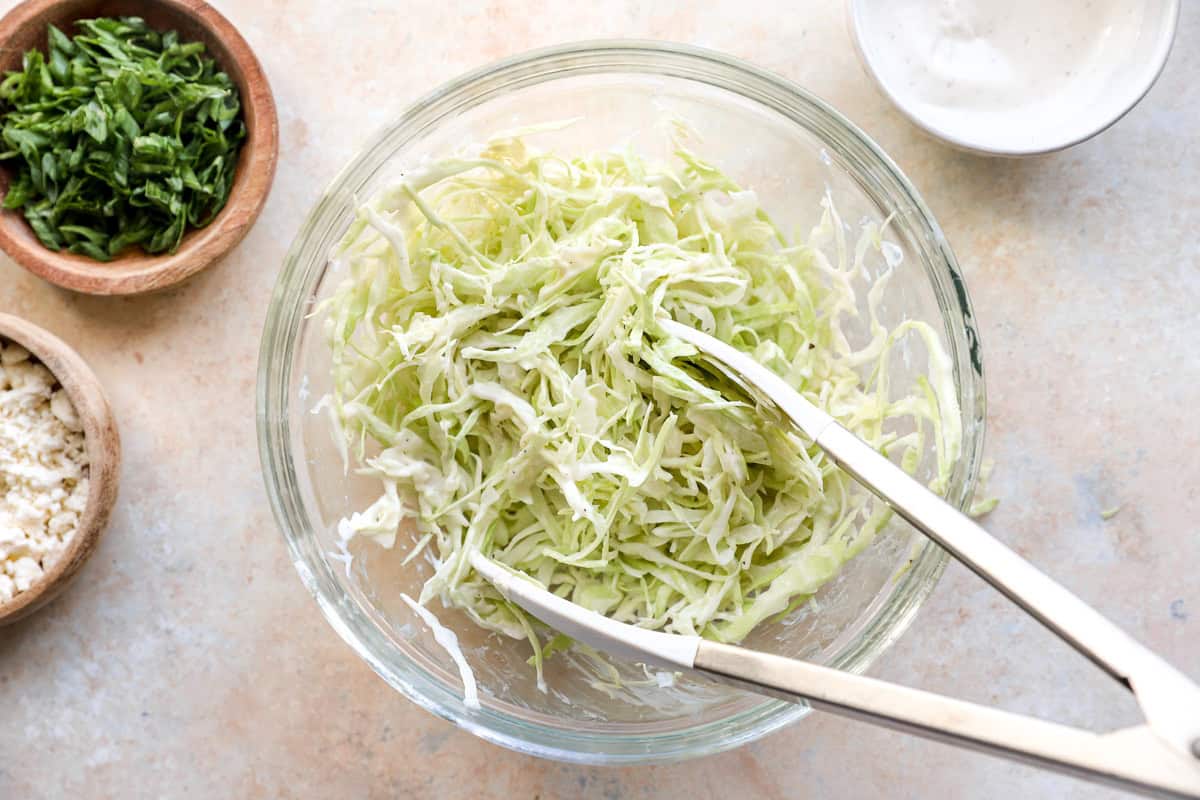 Shredded cabbage tossed with ranch dressing.