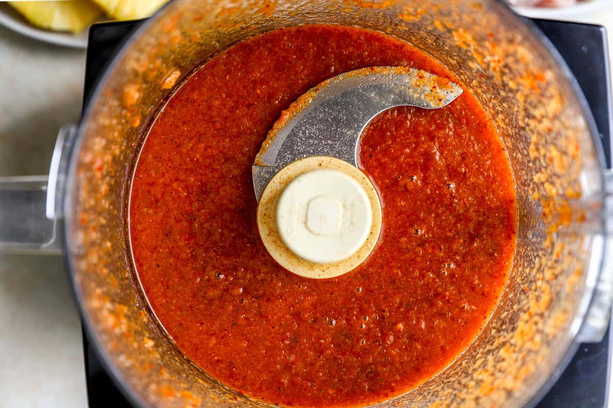 Al Pastor marinade in a blender.