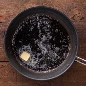 Butter and oil in a skillet.
