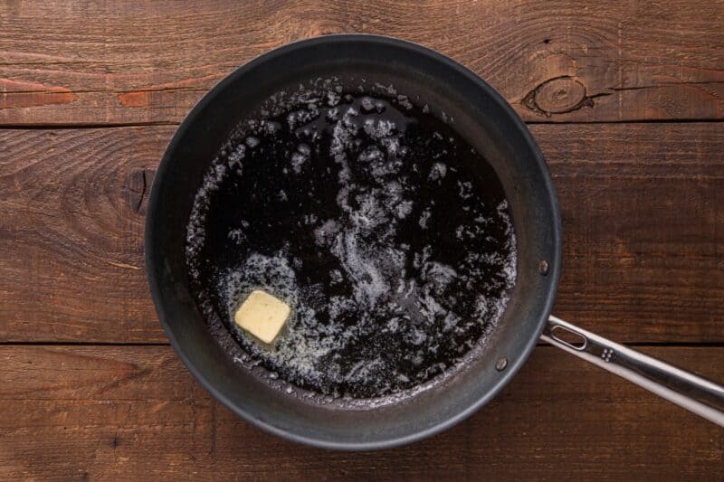 Butter and oil in a skillet.