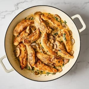 Cooked tarragon chicken.