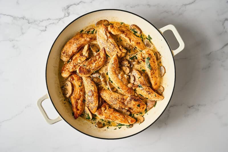 Cooked tarragon chicken.