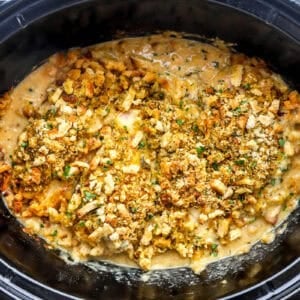 Cooked Crockpot chicken cordon bleu