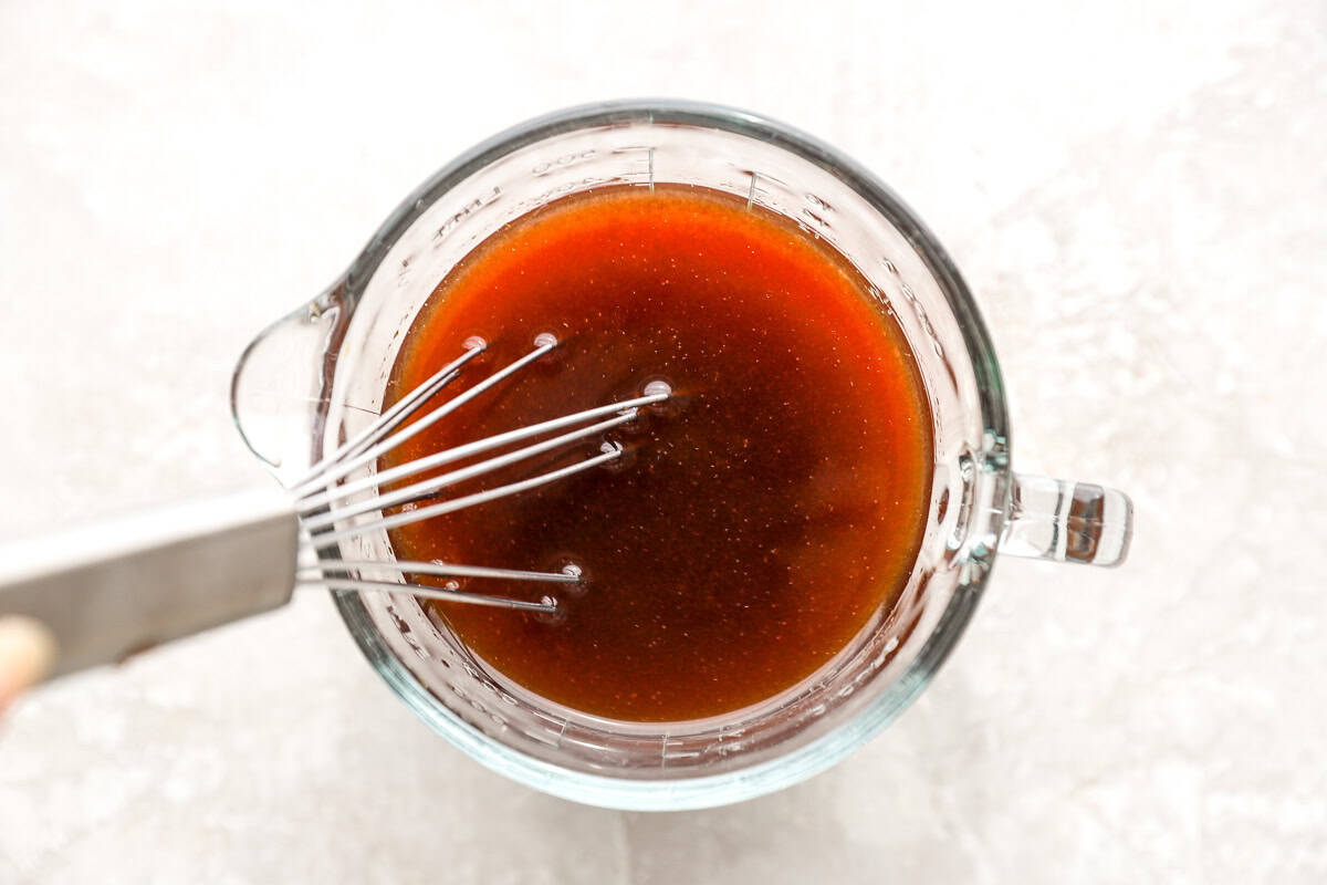 Diet coke sauce ingredients whisked together.