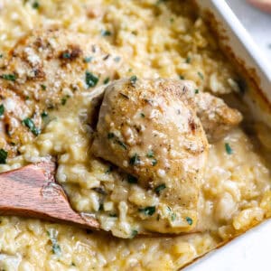Baked chicken and rice casserole.