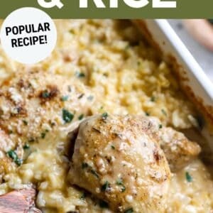 Pin: baked chicken and rice (popular recipe!).