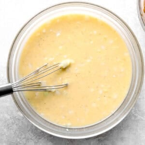Cream of soup mixture in a glass bowl.