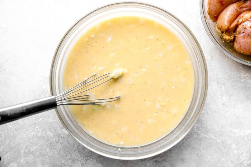 Cream of soup mixture in a glass bowl.