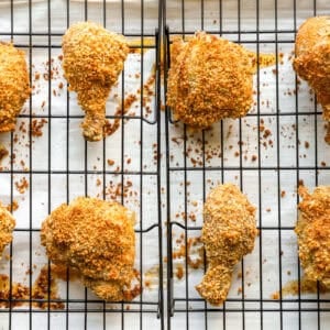 Shake and bake chicken on a wire rack after baking.