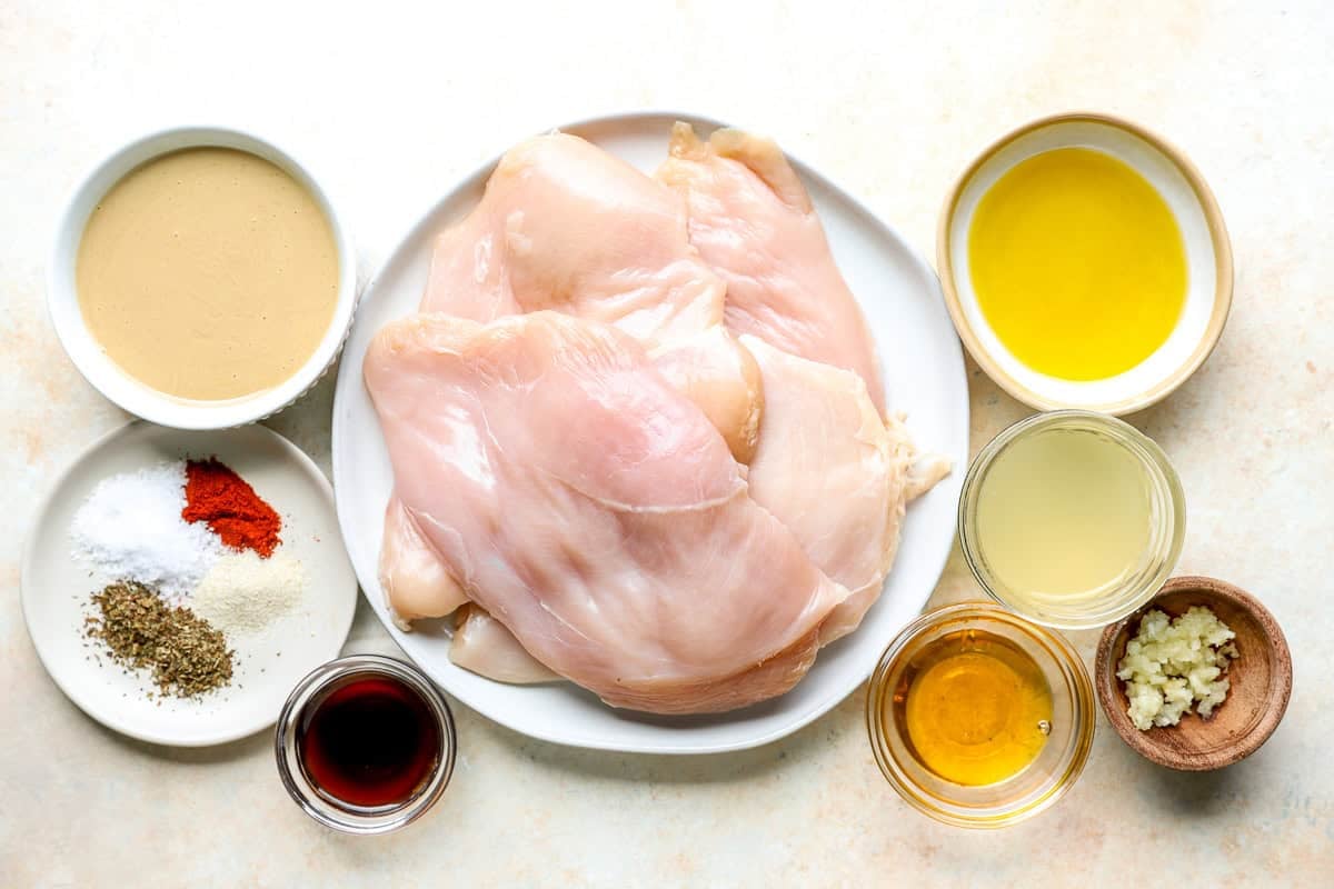 Ingredients for tahini chicken.