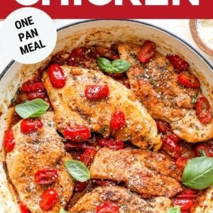 Pin: tomato basil chicken (one pan meal).