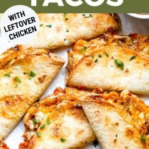 Pin: baked chicken tacos with leftover chicken.