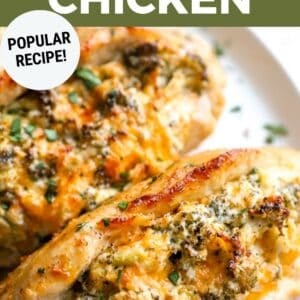 Pin: broccoli cheese stuffed chicken (popular recipe!).