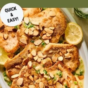 Pin: weeknight chicken almondine (quick and easy!).