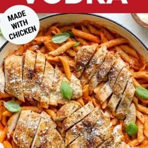 Pin: penne alla vodka (made with chicken).